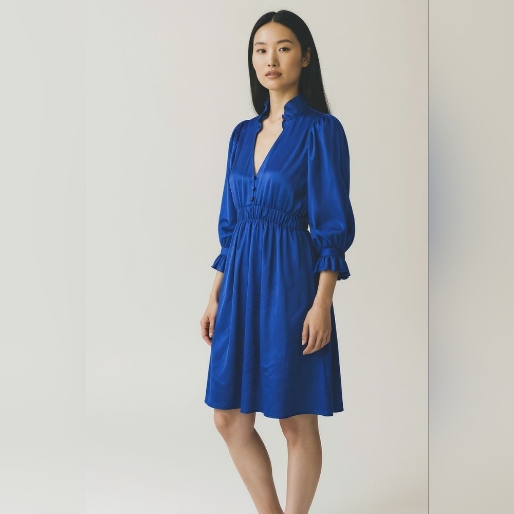 Vintage Betsey Johnson Royal Blue Victorian Silk Dress